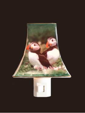 Porcelain Puffin Lampshade Night Light with Gift Box